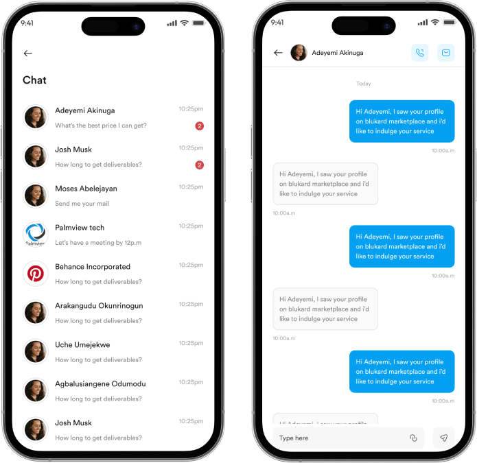 Chat screen on Blukard app