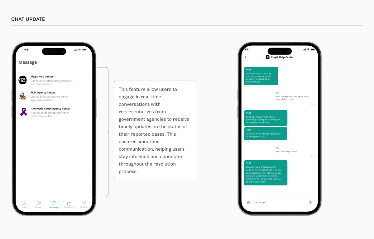 Flagit app chat screen